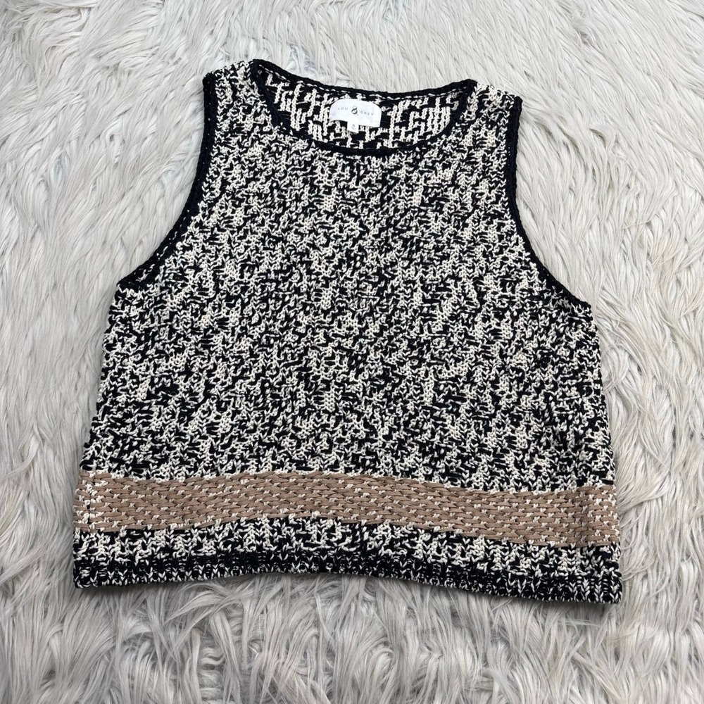 Lou & Grey Women's S Textured Marled Knit Cropped Sleeveless Top Artsy Boho Vest